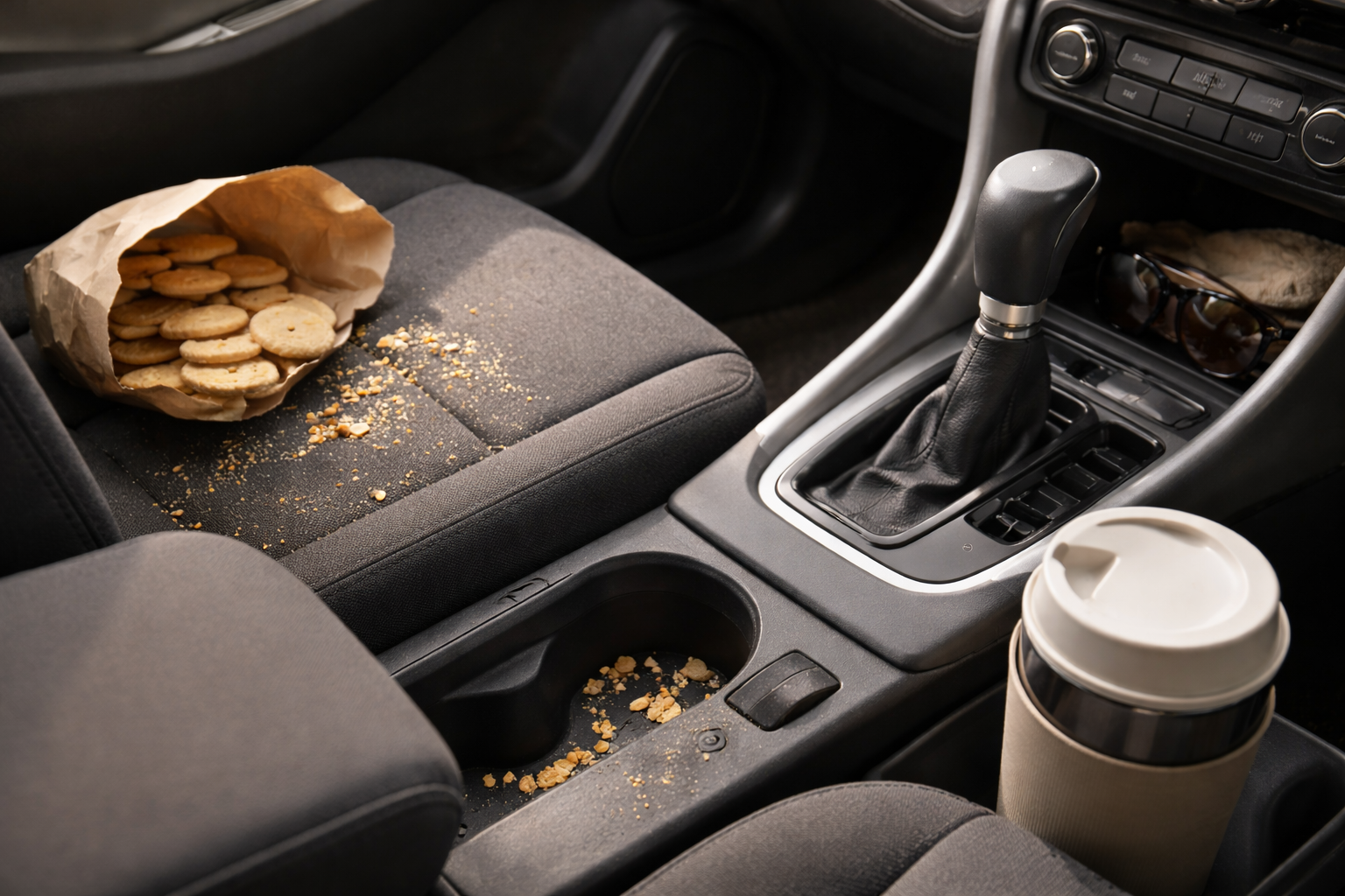 Creative workspace with small materials